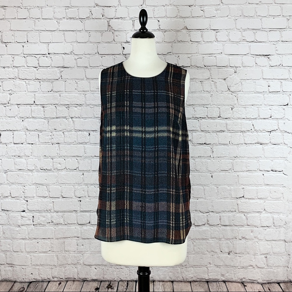WHO WHAT WEAR ~ Plaid Print Sleeveless Tunic